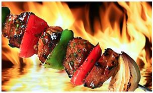 Delicious Barbecued kebabs